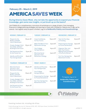 America Saves Week Fidelity Workshops Schedule2019 PNG Image