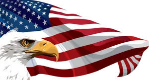 American Eagleand Flag Illustration PNG Image