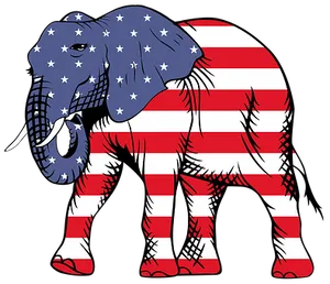 American Flag Elephant Illustration PNG Image