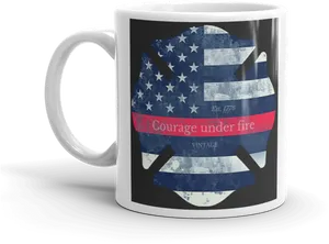 American Flag Firefighter Mug Print PNG Image