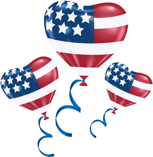 American Flag Heart Balloons4th July Celebration PNG image with transparent background