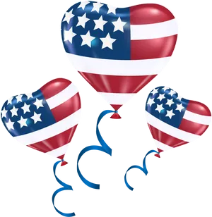 American Flag Heart Balloons4th July Celebration PNG Image