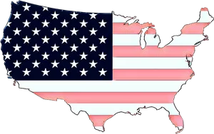 American Flag Map Outline PNG Image