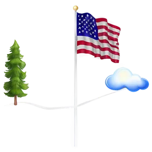 American Flag On Pole With Clouds Background Png 06132024 PNG Image