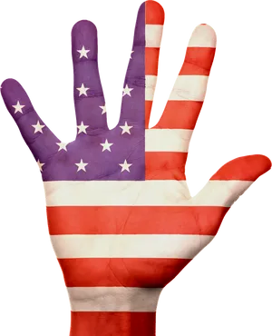 American Flag Painted Hand PNG Image