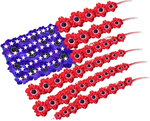 American Flag Poppies Memorial Day PNG Image