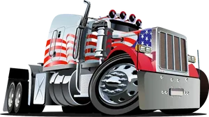 American Flag Semi Truck Illustration PNG Image