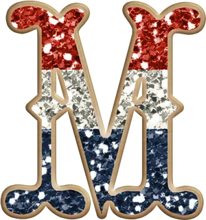 American Flag Themed Letter M PNG Image