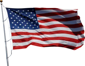 American Flag Waving Against Dark Background PNG Image