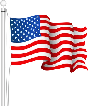 American Flag Waving Memorial Day PNG Image