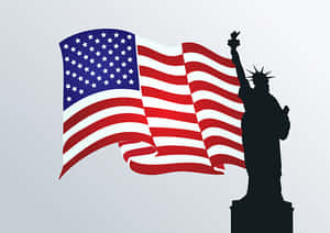 American Flagand Statueof Liberty Silhouette PNG with transparent background