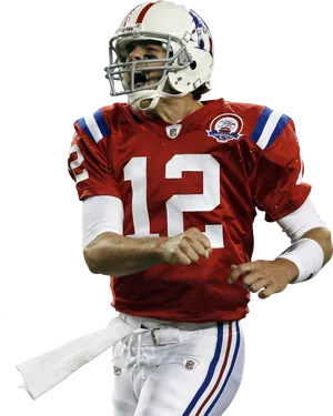 American Football Quarterback Action Pose PNG Image