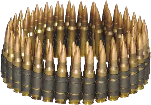 Ammunition Belt Rounds Arrayed PNG Image