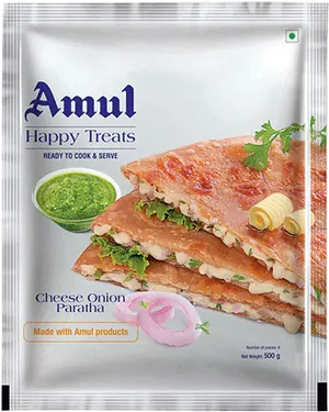 Amul Cheese Onion Paratha Packaging PNG Image