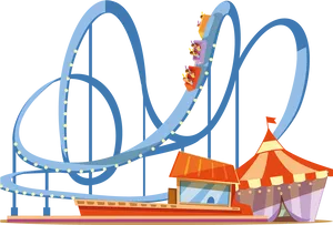 Amusement Park Roller Coaster Illustration PNG Image