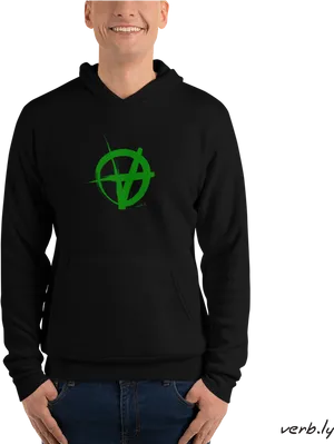 Anarchy Symbol Hoodie Man Smiling PNG Image