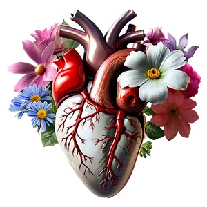 Anatomical Heart With Flowers Png Rph61 PNG Image