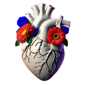 Anatomical Heart With Flowers Png Ttx PNG Image