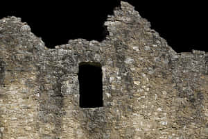 Ancient Castle Wallwith Window PNG with transparent background