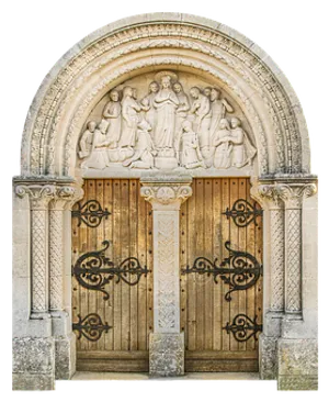 Ancient Relief Carved Church Door PNG Image