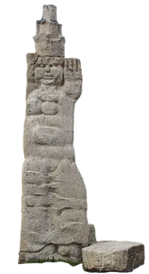 Ancient Stone Statue Carving PNG Image