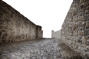 Ancient Stone Wallsand Cobbled Path PNG