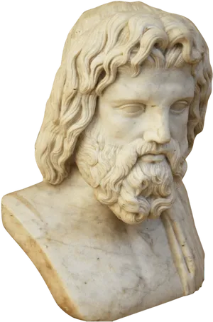 Ancient Zeus Sculpture Bust PNG Image