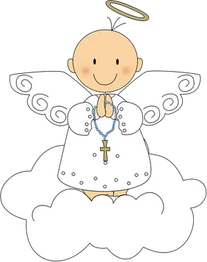 Angel Babyon Cloud Baptism Theme PNG Image