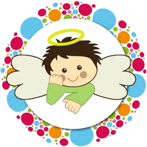 Angel Cartoon Baptism Invitation Design PNG Image