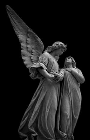 Angel Consoling Human Sculpture PNG image with transparent background