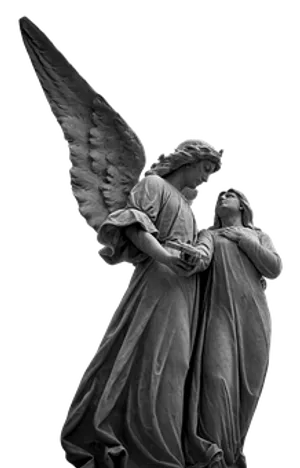 Angel Consoling Human Sculpture PNG Image