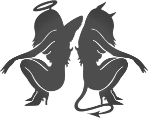 Angel Demon Reflection Silhouette PNG Image