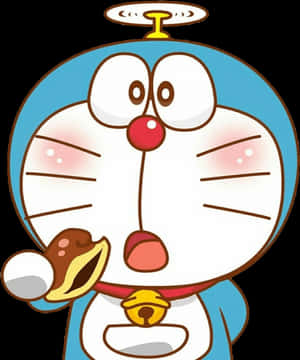 Angel Doraemon Eating Dorayaki PNG image with transparent background