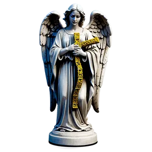 Angel Holding Cross Statue Png Qps64 PNG Image