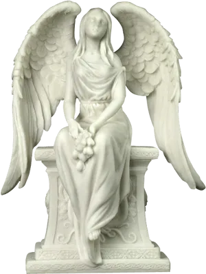 Angel Statue Tombstone Sculpture PNG Image