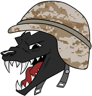 Angry Badger Cartoon Military Helmet PNG Image