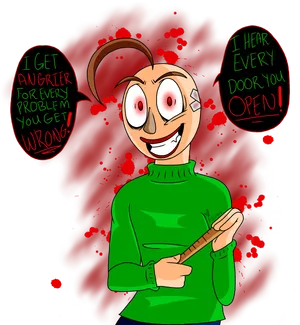 Angry Baldi Cartoon Art PNG Image