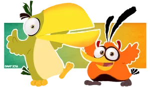 Angry Birds Characters Chuckand Bubbles PNG Image