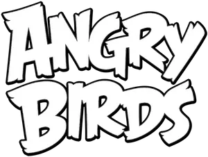 Angry Birds Logo Blackand White PNG Image