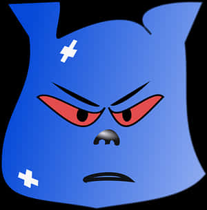 Angry Blue Cartoon Face PNG image with transparent background