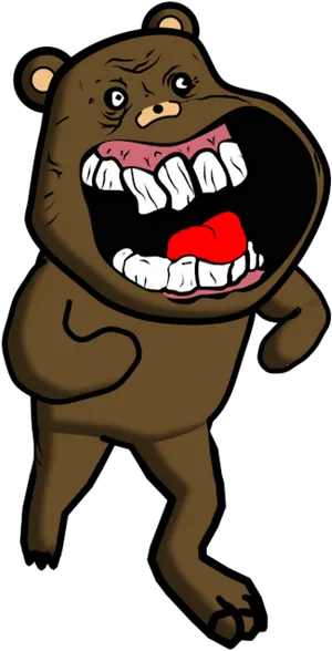 Angry Brown Bear Cartoon PNG Image