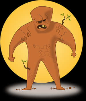 Angry Brown Monster Cartoon PNG image with transparent background