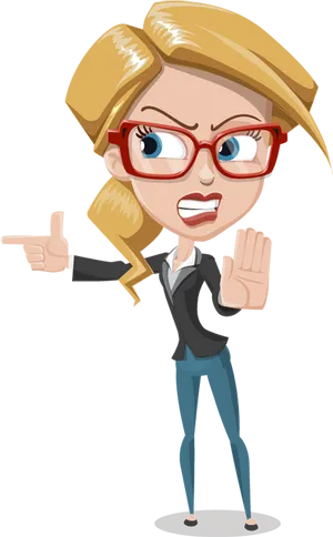 Angry Businesswoman Cartoon PNG Image