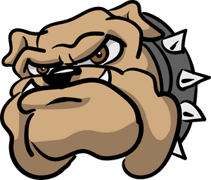 Angry Cartoon Bulldog Spiked Collar PNG image with transparent background
