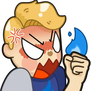 Angry Cartoon Character With Flame PNG Image