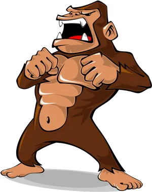 Angry Cartoon Gorilla Thumping Chest PNG Image