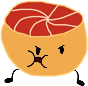 Angry Cartoon Grapefruit Character PNG Image