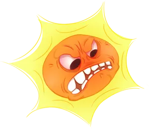 Angry Cartoon Sun Illustration PNG Image