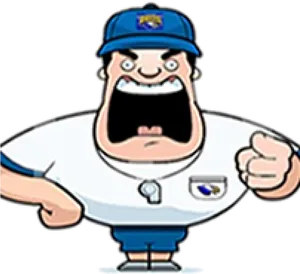 Angry Coach Cartoon Character PNG Image