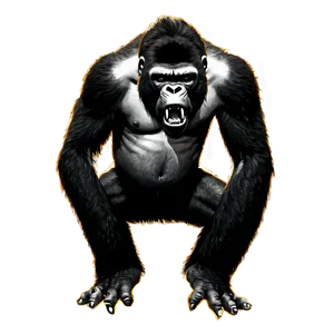 Angry Gorilla Black And White Png Ofs27 PNG Image